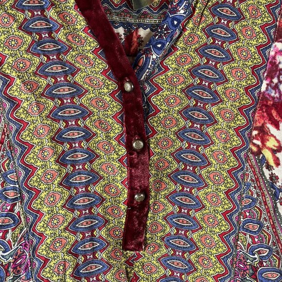 Aratta Silent Journey Womens Tunic Blouse Shirt Top Size Large Pink Floral Boho - Picture 8 of 13